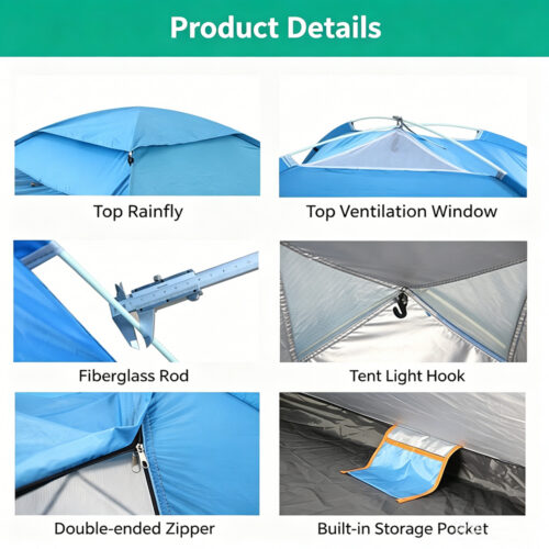 WQM007 / Compact Lightweight Portable Tent - 1 5 - 4colorlife.com