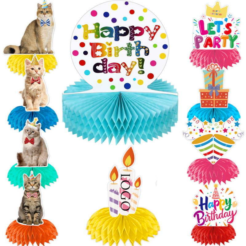 AJC058 / Birthday Centerpieces for Tables Honeycomb Decorations - Happy Birthday Table Decorations1 - 4colorlife.com
