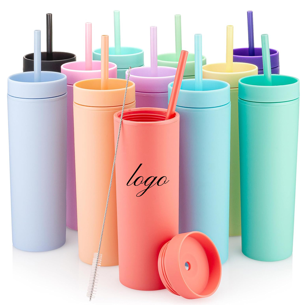 ZCH618 / 16oz Skinny Acrylic Tumbler With Lid And Straw - 1 8 - 4colorlife.com