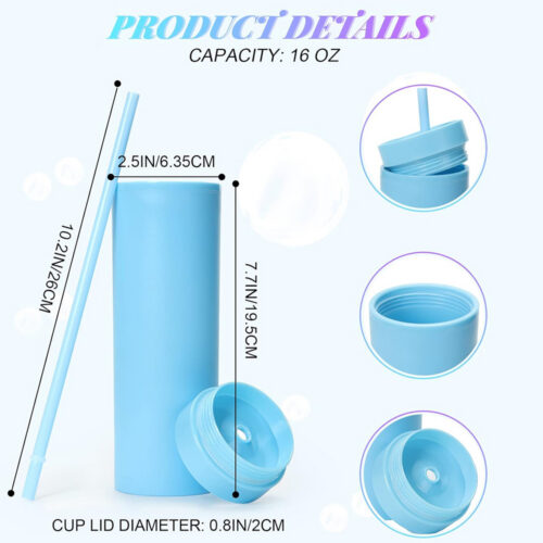 ZCH618 / 16oz Skinny Acrylic Tumbler With Lid And Straw - 2 7 - 4colorlife.com