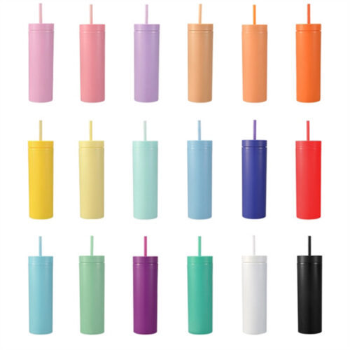 ZCH618 / 16oz Skinny Acrylic Tumbler With Lid And Straw - 3 7 - 4colorlife.com