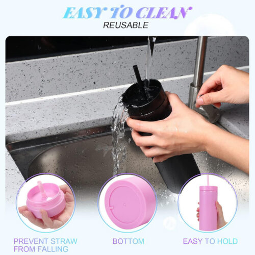 ZCH618 / 16oz Skinny Acrylic Tumbler With Lid And Straw - 5 6 - 4colorlife.com